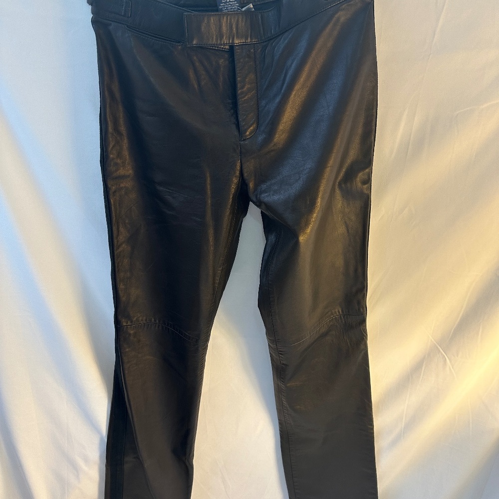 Tuxedo-style Leather Ralph Lauren Pants with Suede Side Trim